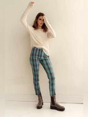 Urban Outfitters Tessa Plaid Notched Cropped High-Waisted Pant Sz6